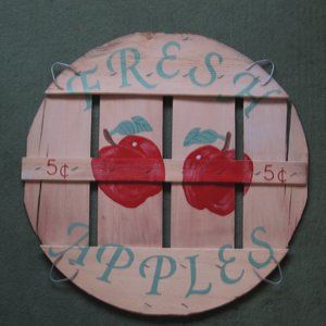 16" "Fresh Apples" Bushel Basket Lid Hand Painted